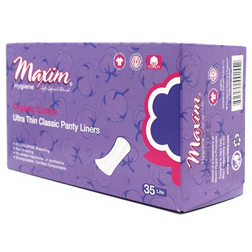 Maxim® 100% Certified Organic Cotton Ultra Thin Anatomical Pantiliners, Light, 35 Count