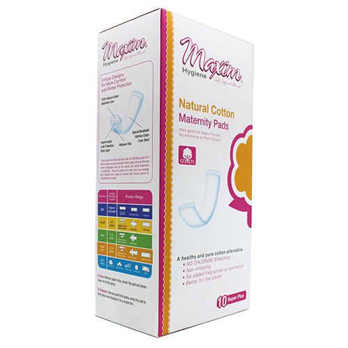 Natural Cotton Straight Maternity Pads, Regular, 10ct