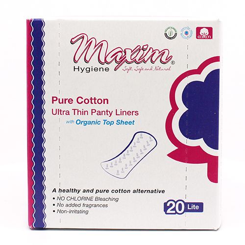 Maxim® Pure Cotton Ultra Thin Anatomical Wrapped Pantiliners, Light, 20 Count