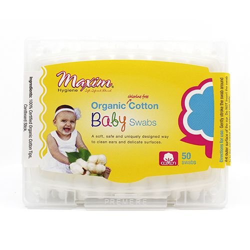 Maxim® 100% Certified Organic Cotton Baby Swabs, 50 Count
