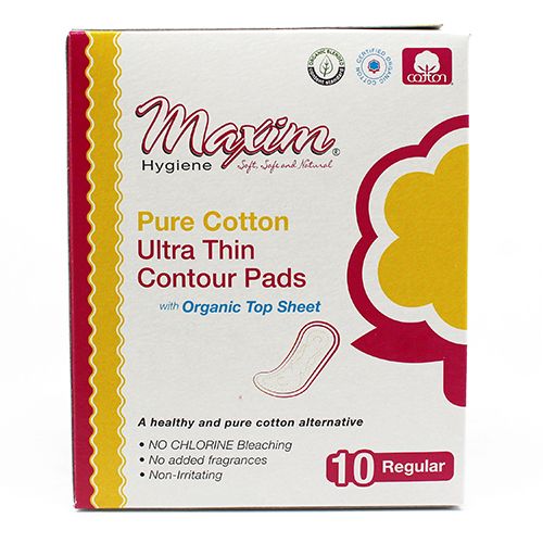 Maxim® Pure Cotton Ultra Thin Contour Sanitary Pads, Daytime/Regular, 10 Count
