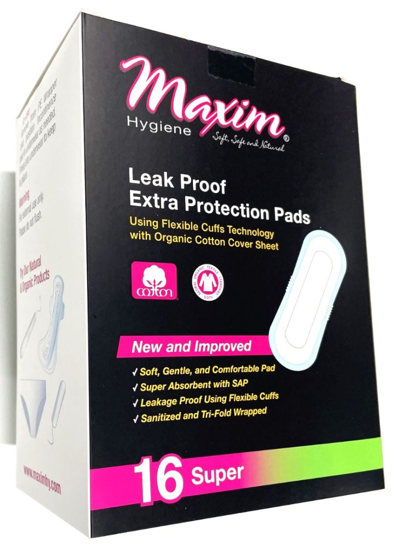 Maxim® Pure Cotton Leak Proof Incontinence/Maternity Pads, Super, 16 Count